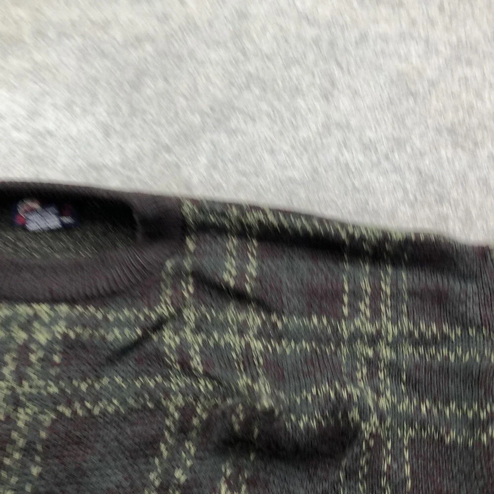 Vintage Trading Company Sweater Mens 2XL Brown Plaid Knit Crewneck Pullover